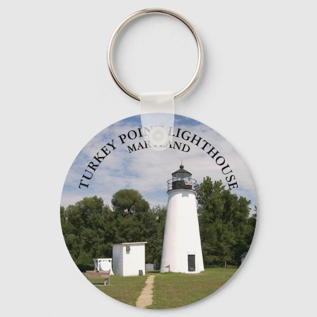 Turco Point Lighthouse, Maryland Button Chaveiro (Frente)