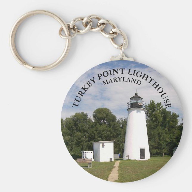 Turco Point Lighthouse, Maryland Button Chaveiro (Frente)