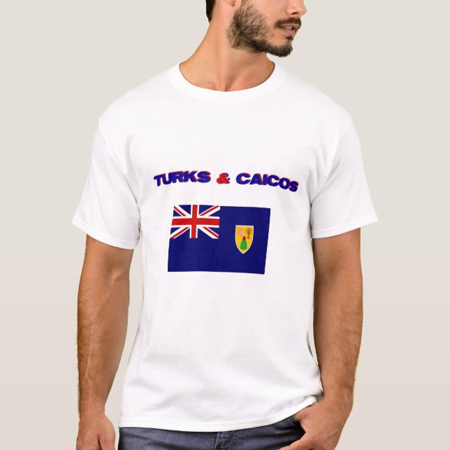 Turcos e t-shirt da bandeira de Caicos (Frente)