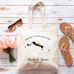 Turks e Caicos Wedding Bag, Bolsa<br><div class="desc">Saco de presentes de boas-vindas para convidados fora da cidade para o seu casamento,  com a imagem de Turks e Caicos com coração de ouro. Encha a bolsa com seus doces favoritos.</div>