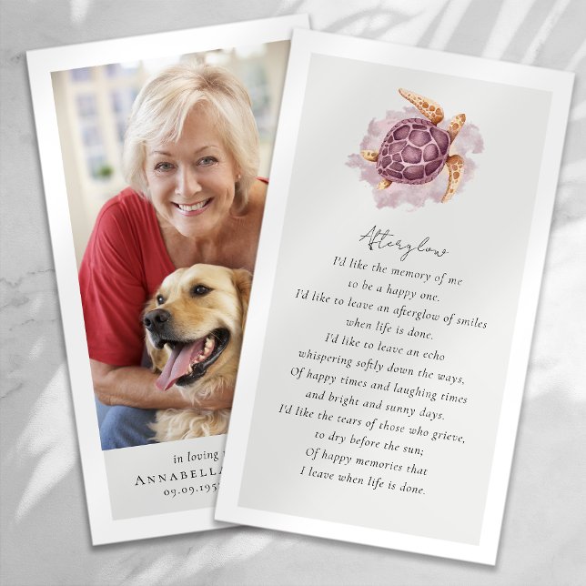 Turle Photo Funeral Favor Memorial Card (Criador carregado)