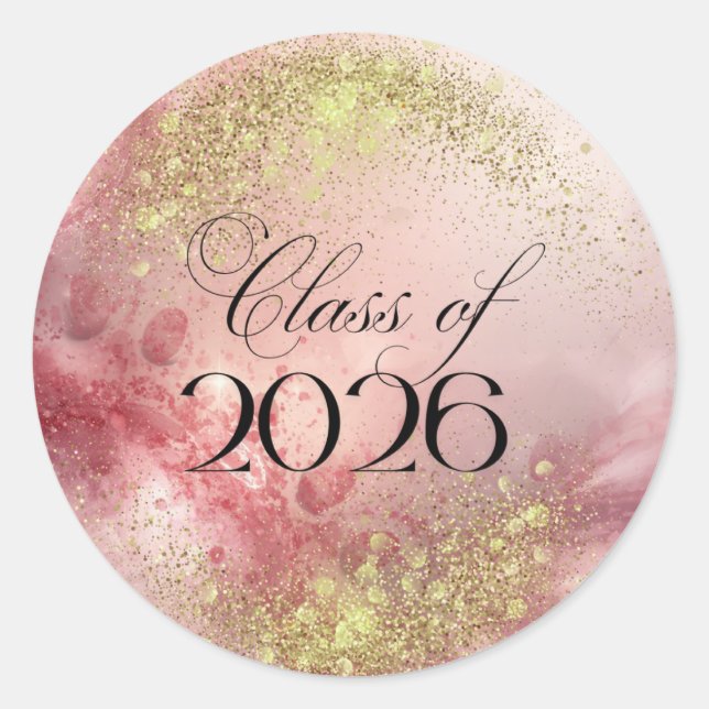 Turma de 2026 - Adesivos Brilho Rosa e Dourado (Frente)