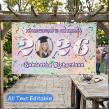 Turma de 2026 Confetes Nome Foto Pastel Elegante