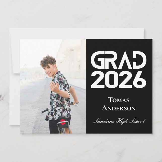 Turma de 2026 Foto Anúncio Preto e Branco (Frente)