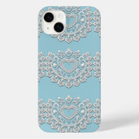 Turquesa Azul Branco Renda Coração Casamento Noiva