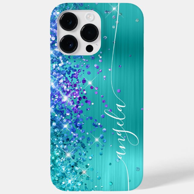 Turquesa Azul e Roxo Glittery Glam Assinatura (Verso)