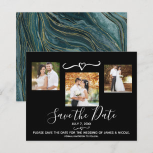 Turquesa Azul Ouro Foto Casamento Save the Date