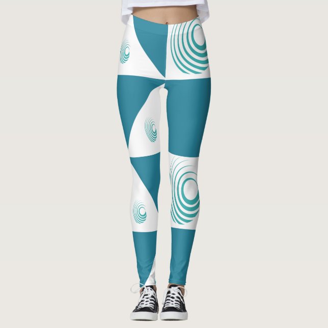 Turquesa Bliss: Leggings de Harmonia Branca (Frente)