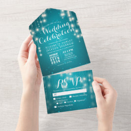 Turquesa Blue Sparkle String Lights Casamento RSVP