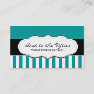 Turquesa/cerceta e cartões de visitas listrados