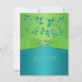Turquesa de Frio IMPRESSA, Placa RSVP Floral de Li