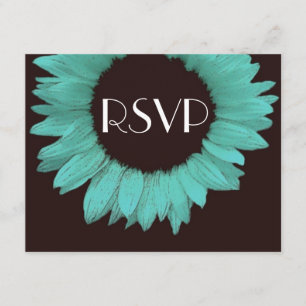 Turquesa e Chocolate Sunflower Weding RSVP