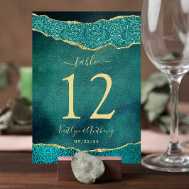 Turquesa Elegante e Cartão de Mesa de Casamento Ag