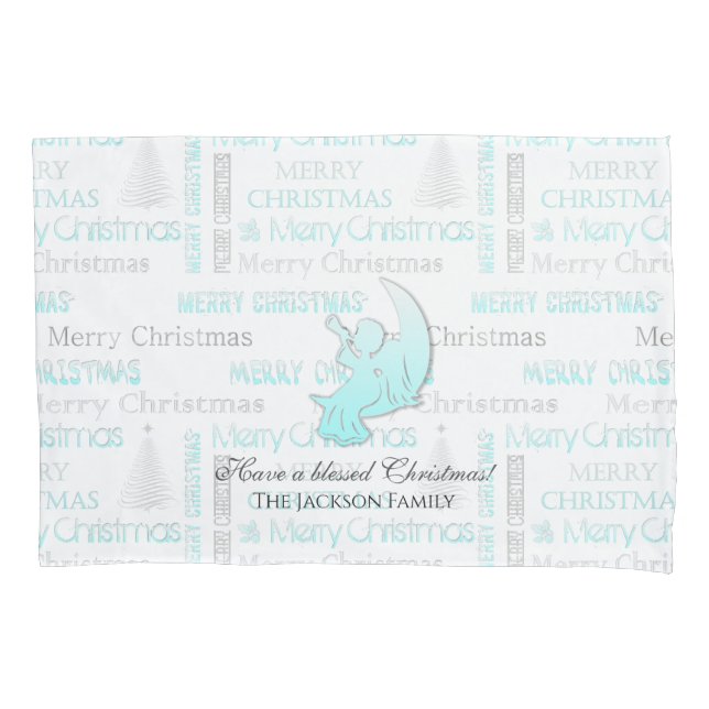 Turquesa Elegante e Tipografia de Natal Prateado (Frente)