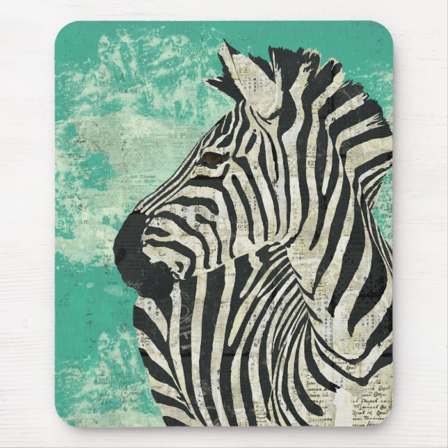 Turquesa Mousepad da zebra do vintage (Frente)