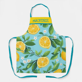 Turquesa Personalizada Lemon Impressão Apron