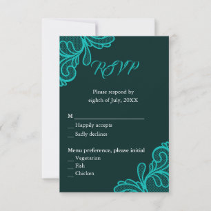 Turquesa Renda Vintage - Convite RSVP