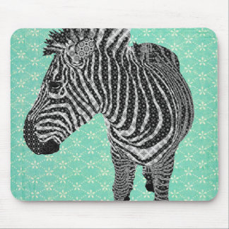 Turquesa retro Mousepad da zebra