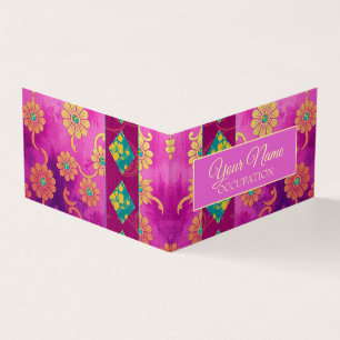 Turquesa Rosa ORIENTAL Floral - Cartão de visita