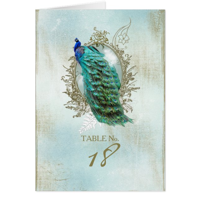 Turquesa Shabby Peacock - Cartão de Número de Tabe (Frente)