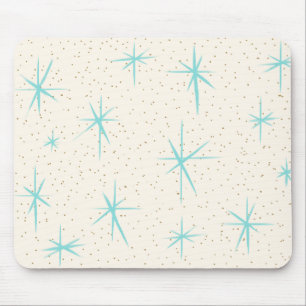 Turquesa Starbursts Mousepad da era espacial