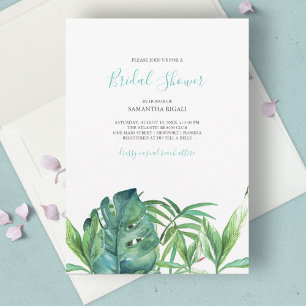 Turquesa Tropical de Praia Palms Watercolor Bridal