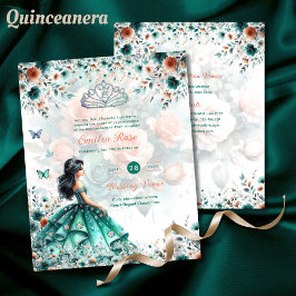 Turquesa Verde Quinceanera Vestido Borboleta Flora