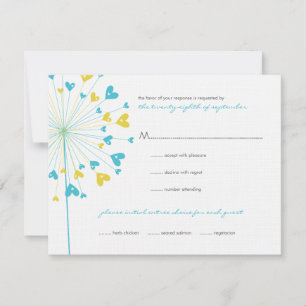 Turquesa Yellow Dandelions Adora Cartão RSVP De Ca