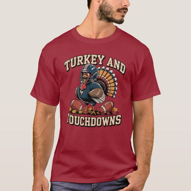 Turquia e touchdowns Camiseta Engraçada de Futebol (Frente)