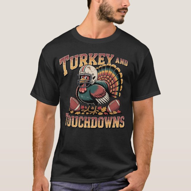 Turquia e touchdowns Camiseta Engraçada de Futebol (Frente)