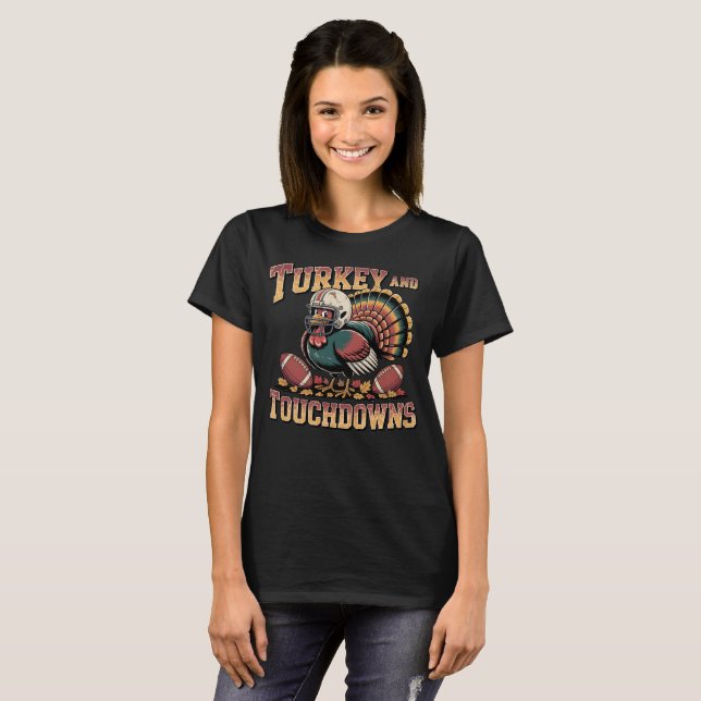 Turquia e touchdowns Camiseta Engraçada de Futebol (Frente Completa)