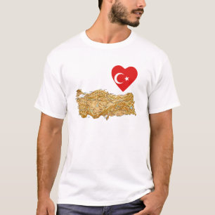 Turquia Flag Heart and Map T-Shirt