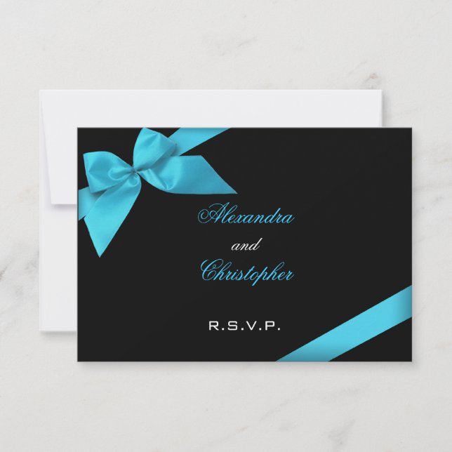 Turquise Ribbon Wedding RSVP (Frente)