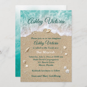 Turquoise Beach Waves Bat Mitzvah Convite