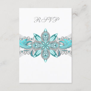 Turquoise Blue Silver Quinceanera RSVP
