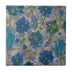 Turquoise Daisy Floral Cerâmica Azulejo
