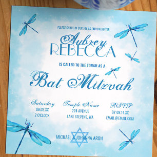 Turquoise Dragonflies Bat Mitzvah Convite