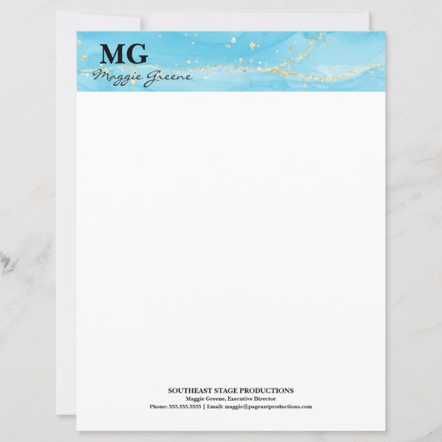 Turquoise Dreams Custom Stationery Paper (Frente)