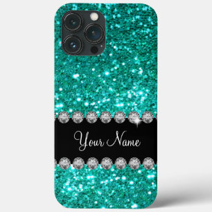 Turquoise Faux Bling Monograma