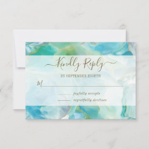 Turquoise Gemstone Watercolor Weding RSVP