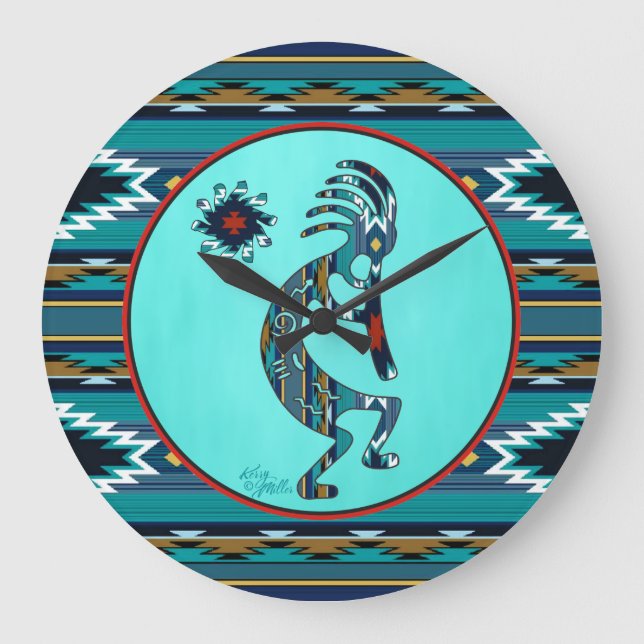 Turquoise Kokopelli Grande Relógio (Frente)