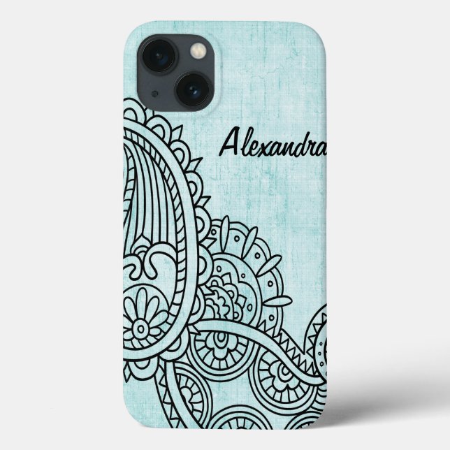 Turquoise Mehndi Motif iPad Air Case (Verso)