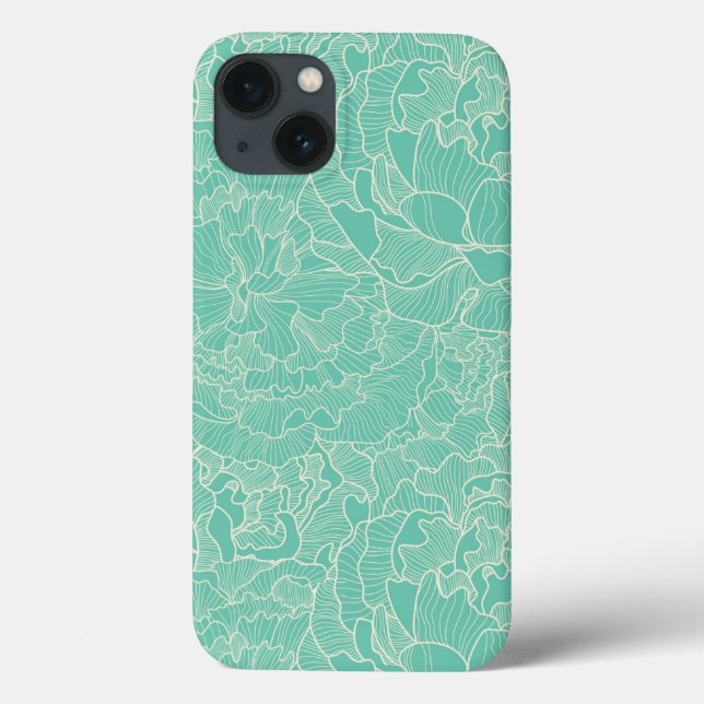 Turquoise Peony Pattern (Verso)