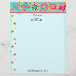 Turquoise Quilt Bloqueia Papel de carta Letterhead
