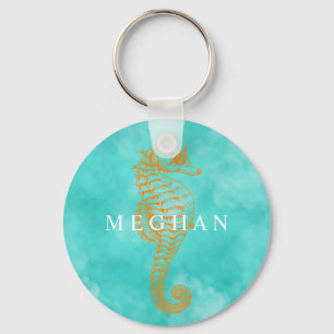 Turquoise Seacavalo   Chaveiro de Botão Personali