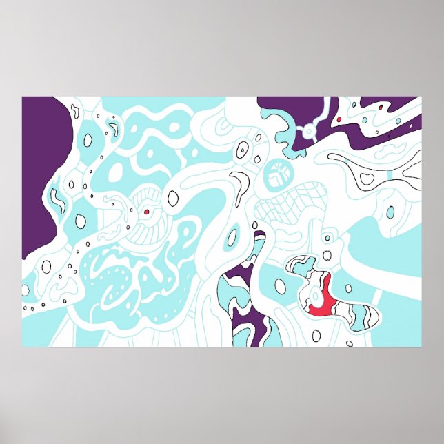 "Turquoise Space" Abstrato digital Poster de arte (Frente)