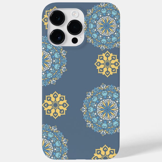 Turquoise Teal Blue e Mandala amarelo Padrão de ar (Verso)