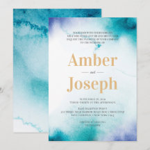 Turquoise Watercolor Convite para Casamento