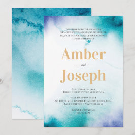 Turquoise Watercolor Convite para Casamento