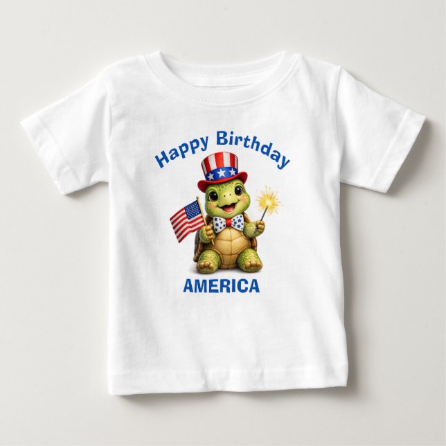 Turtle (3b) Patriotic Kid T-Shirt (Frente)